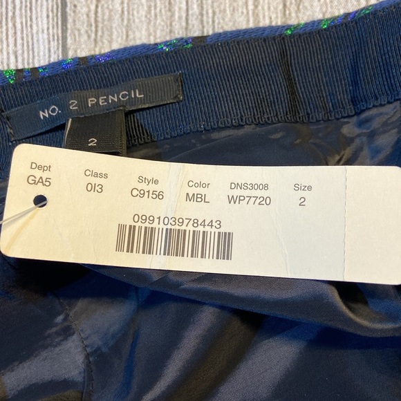 NWT J. Crew Women's‎ # 2 Pencil Skirt Jaquard Floral Size 2 Blue Sparkle C9156 - Picture 6 of 9